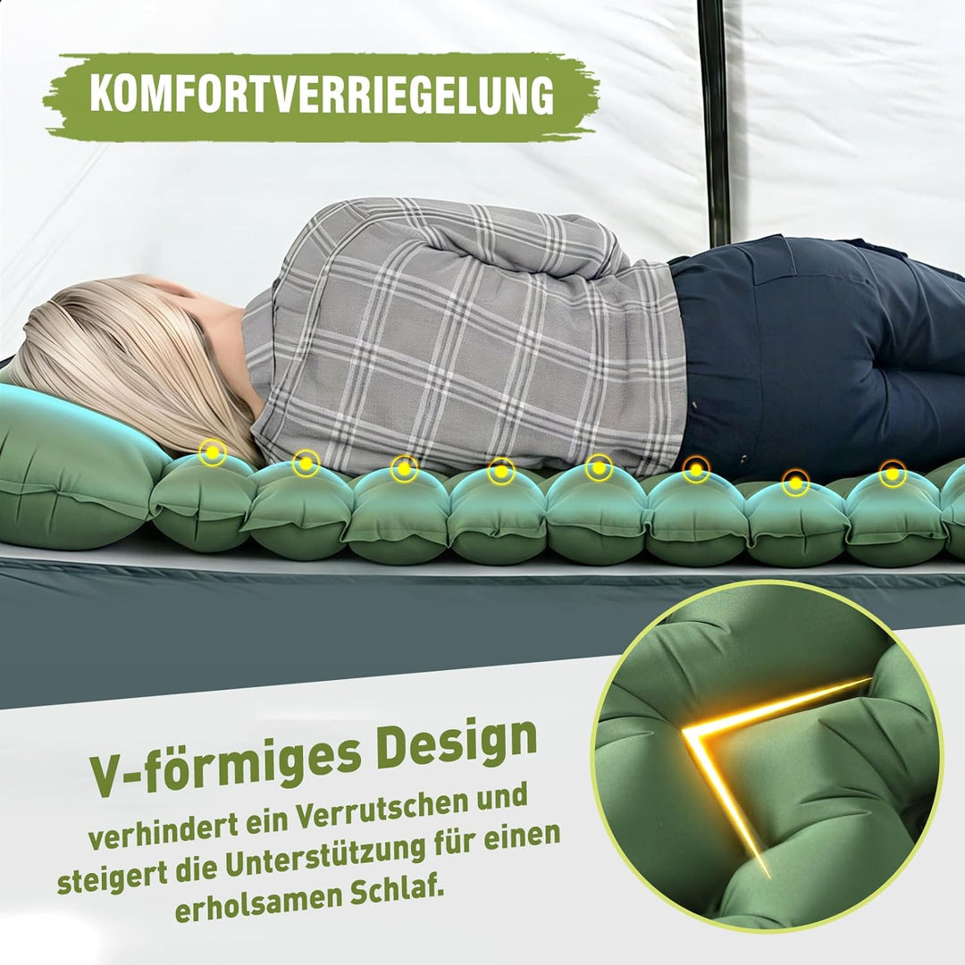 Elegear Isomatte Camping, 12CM Verdicktes Aufblasbare Luftmatratze mit Fusspumpe, Strapazierfähiges