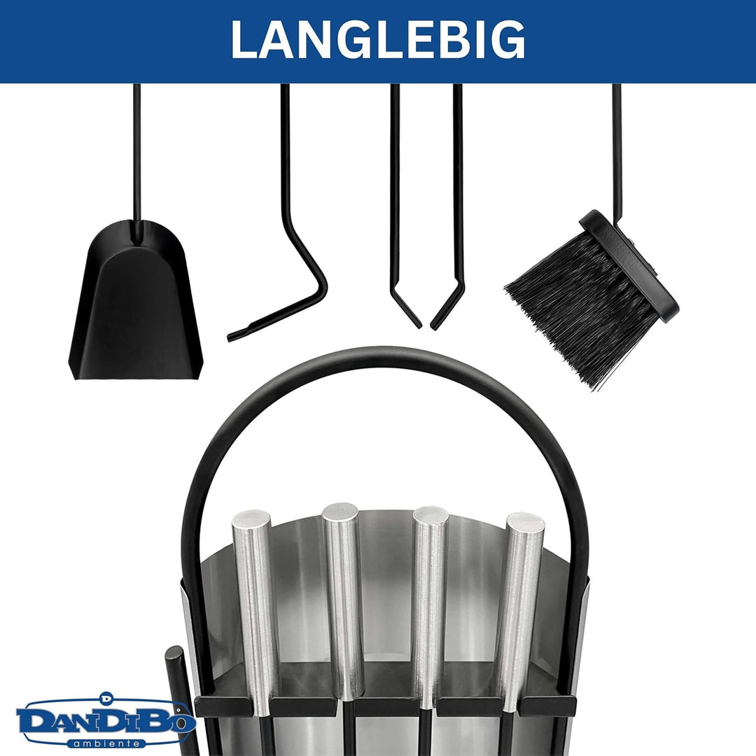 DanDiBo Kaminbesteck Modern Edelstahl 5 Teilig Set 96615 Kaminset Kamingarnitur Ofenbesteck