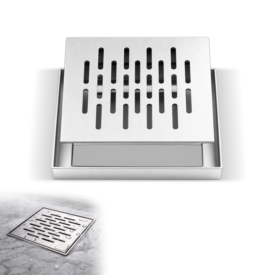 304 Edelstahl Abflussgitter 15 × 15 × 2 cm mit Rahmen 15X15X2cm, 15X15X2cm