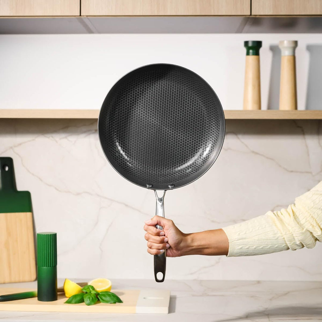Cook & Pan - Honey Topfset und Pfannenset, 9-teilig-Induktionsgeeignet-PFAS frei Wabe 3-lagig -Antih