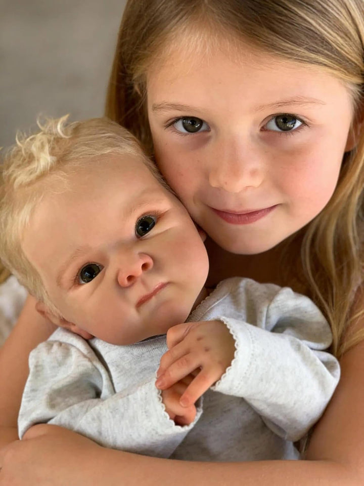 Zero pam Reborn Baby Vollsilikon Lebensecht Jungen Offene Augen, 45 cm Silikon Babys Weichkörper, Le