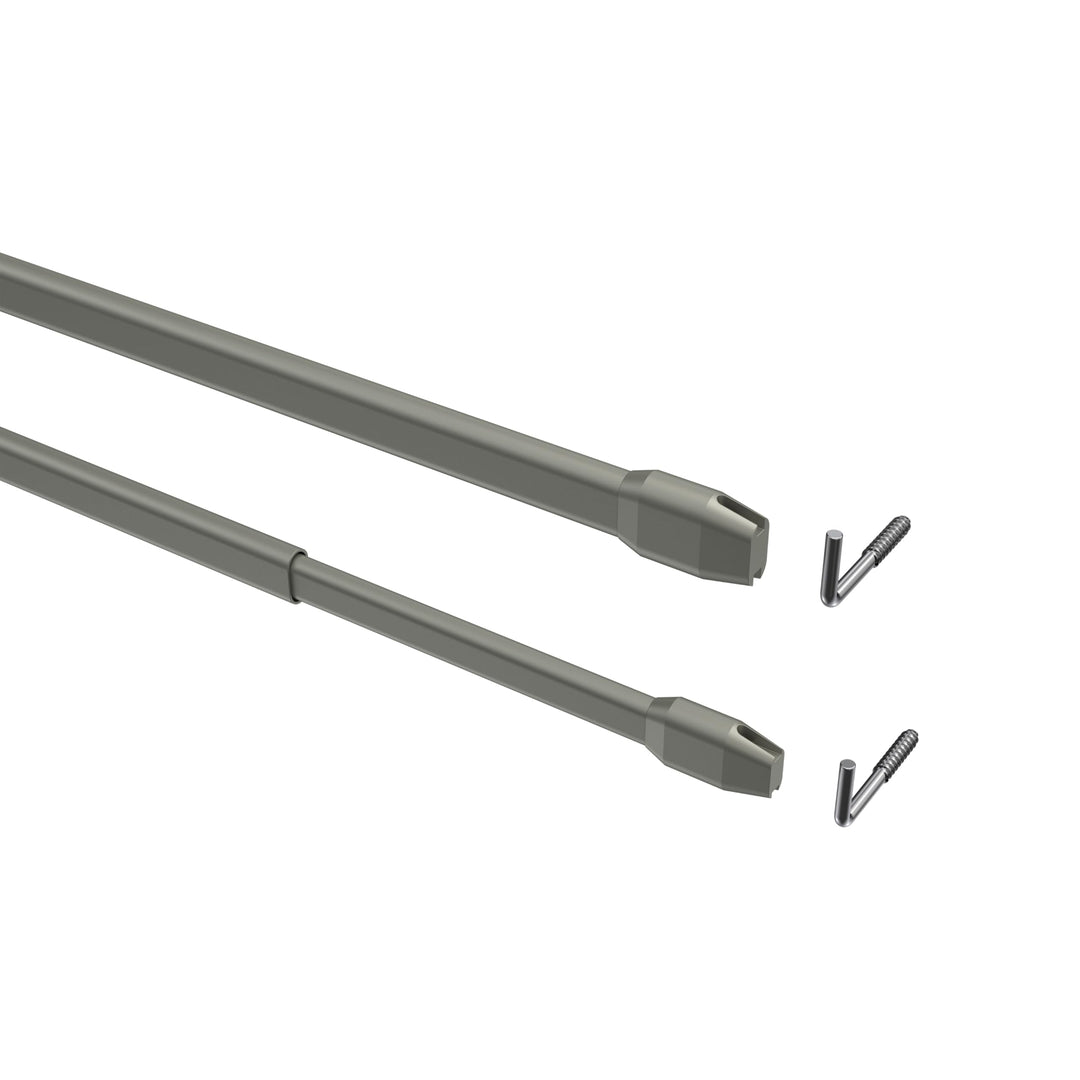Interdeco Vitragestangen/Scheibenstangen Silbergrau (2 Stück), ausziehbar 80-140 cm, 80-140 cm