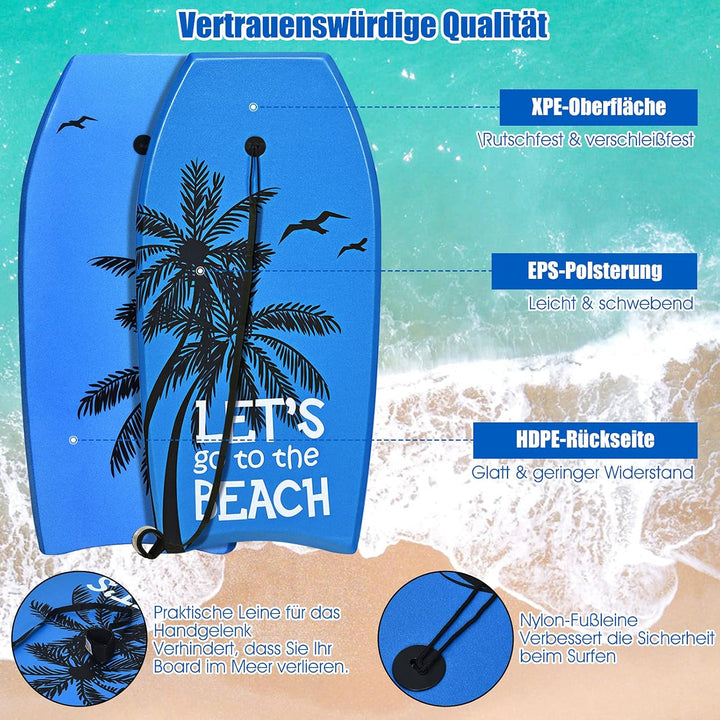 RELAX4LIFE Schwimmbrett tragbar, Schwimmboard mit Halteleine, Rutschfestes Surfbrett für Kinder & Er