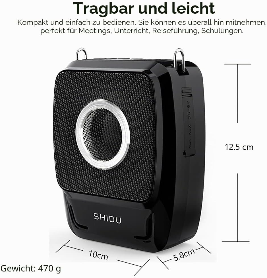 Sprachverstärker Tragbar Stimmverstärker Lautsprecher mit Mikrofons Handheld drahtlos Mikrofon und H