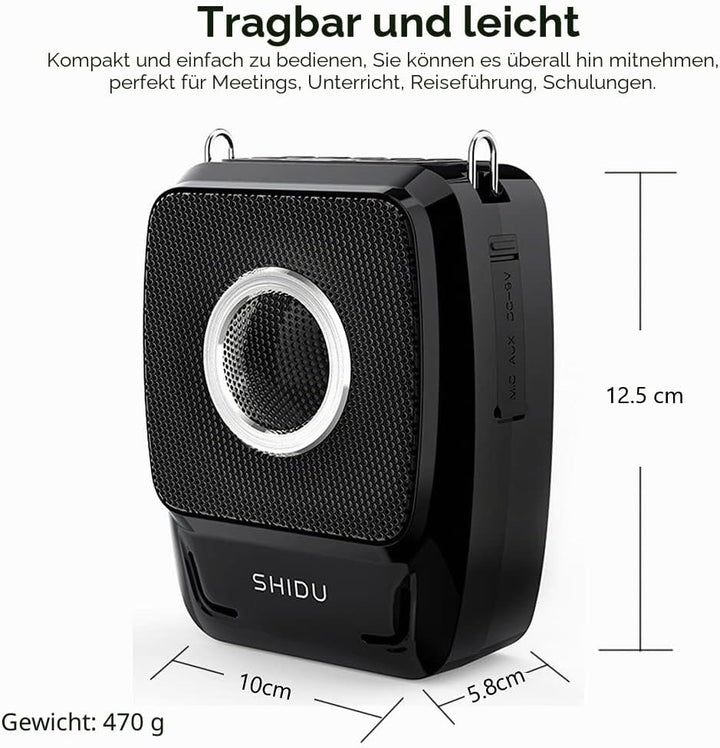 Sprachverstärker Tragbar Stimmverstärker Lautsprecher mit Mikrofons Handheld drahtlos Mikrofon und H
