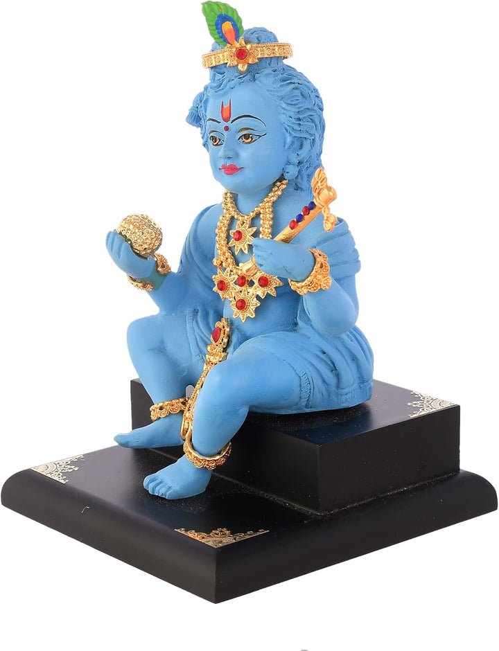 Saudeep India Laddoo Gopal mit Flöte Idol | Bal Gopal Murti Auto Armaturenbrett | Baby Krishna Statu