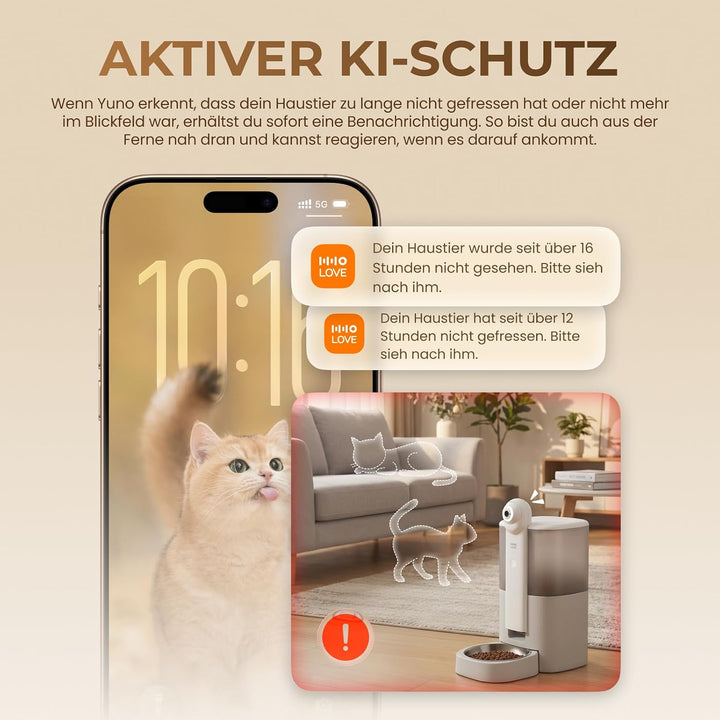HHOGENE 5L Futterautomat Katze mit Kamera &amp; 1080P Nachtvision, automatischer Katzenfutterautomat KI-