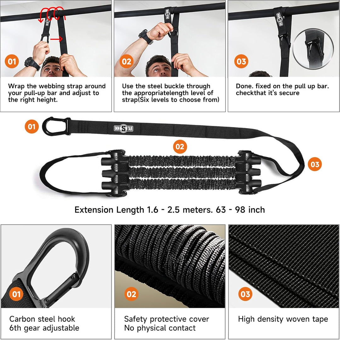 INNSTAR Klimmzugband, Verstellbar Resistance Bands Pull Up Klimmzughilfe, Innovative Klimmzug Bänder