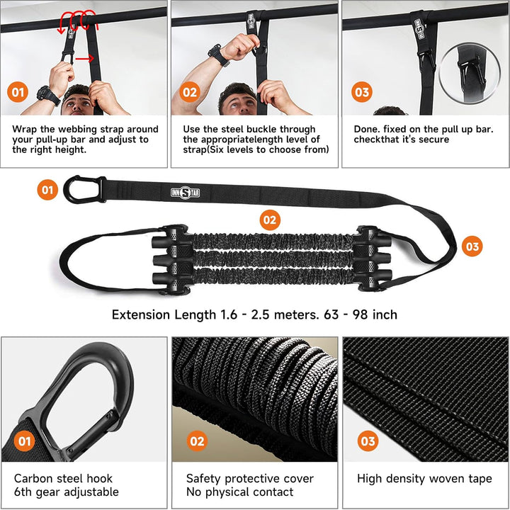 INNSTAR Klimmzugband, Verstellbar Resistance Bands Pull Up Klimmzughilfe, Innovative Klimmzug Bänder