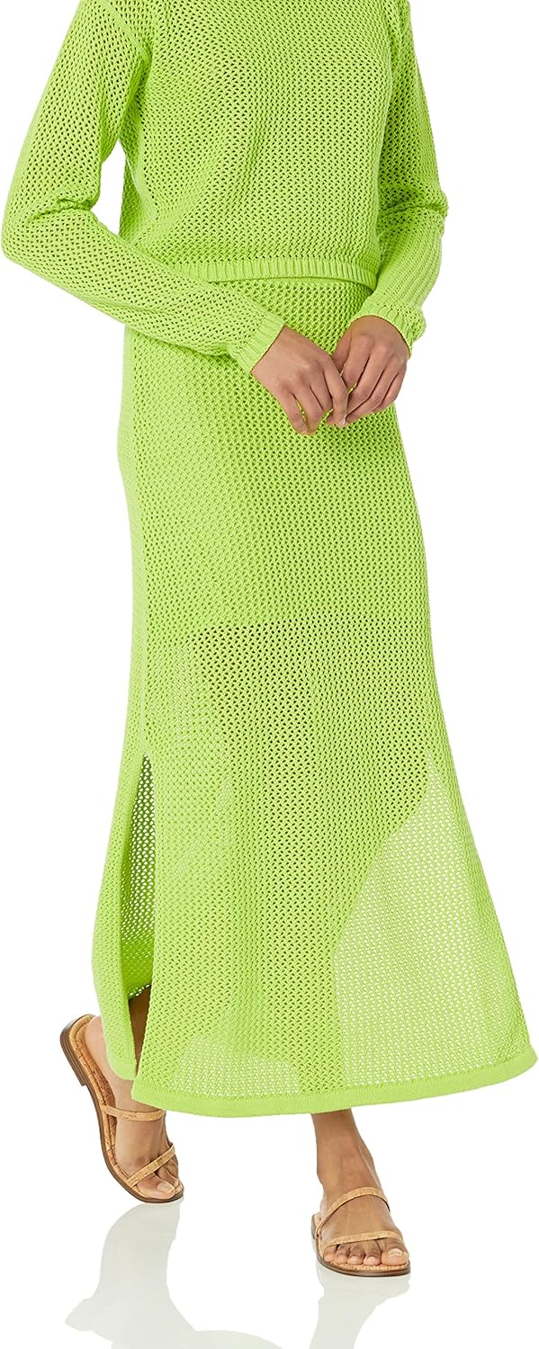 The Drop Midi-Rock für Damen, Halle, gehäkelt, mit seitlichem Schlitz XXL Limette, XXL Limette