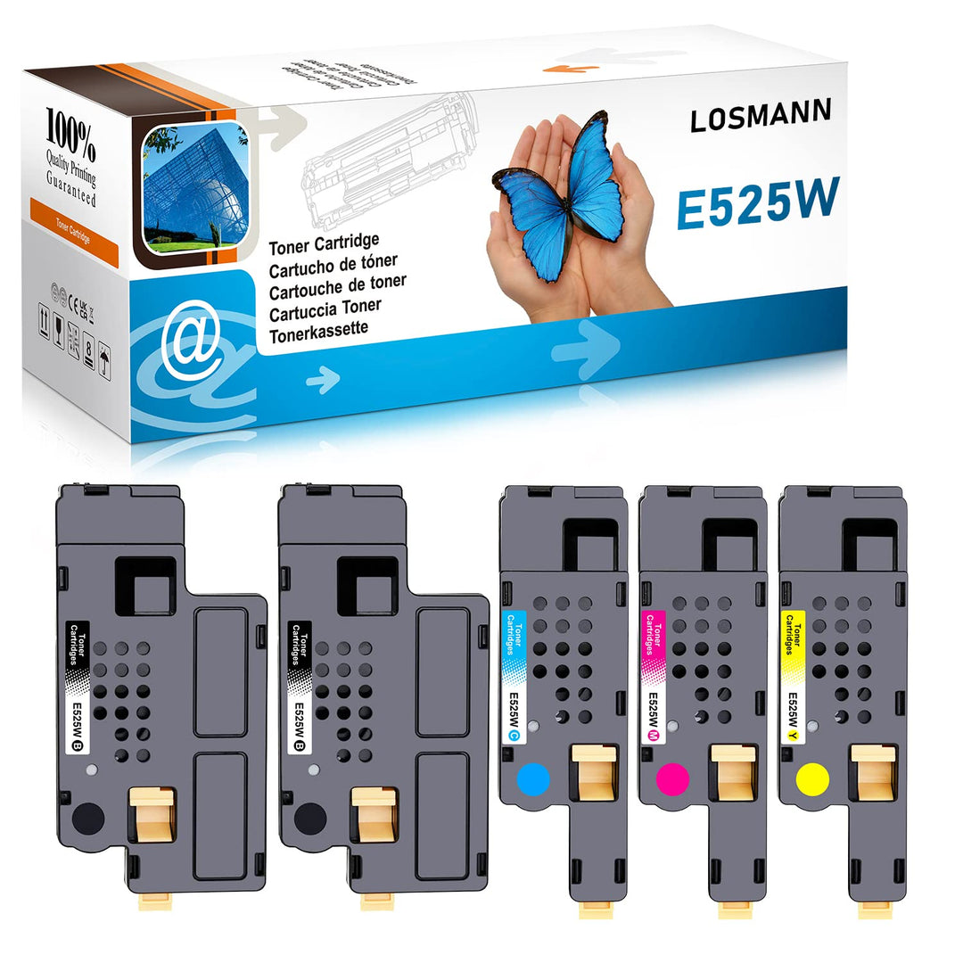 LOSMANN E525W kompatible Toner als Ersatz für Dell E525 E525w 593-BBLN 593-BBLZ 593-BBLV 593-BBLL (5