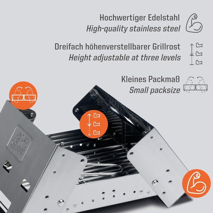 Esbit Edelstahl Kohlegrill, klappbar Silber, Silber