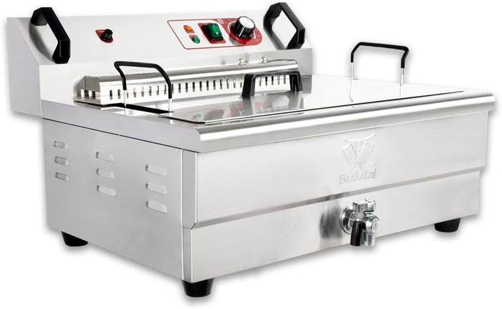 Beeketal 'BWF-201P' Profi Gastronomie Kaltzonen Fritteuse/Fettbackgerät mit seitlichem Abtropfgitter