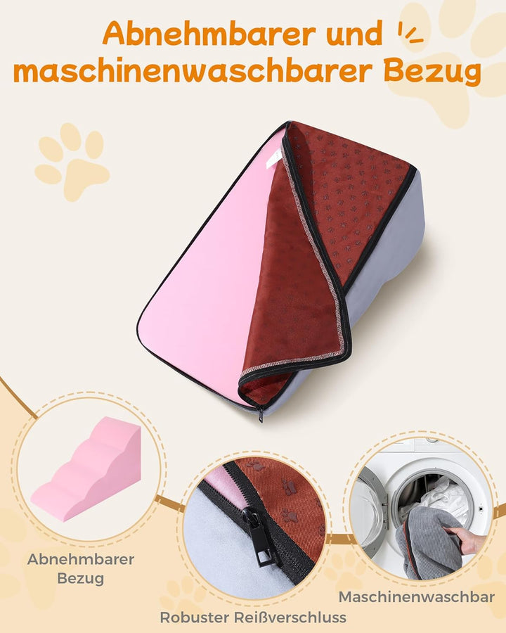 Hundetreppe für Kleine Hunde 50 cm Hohe 4-stufige Hundefootstool 40x70x50CM für Sofa und hohes Bett,