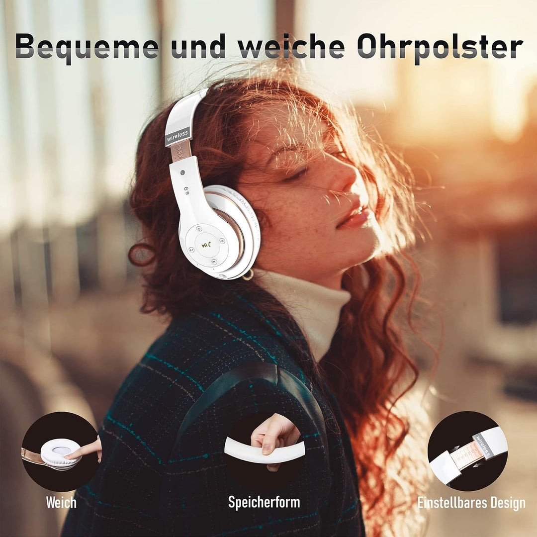 Kopfhörer Kabellos mit 6 EQ Modi, Kopfhörer Bluetooth, 65 Std Over Ear Kopfhörer Bluetooth mit Einge