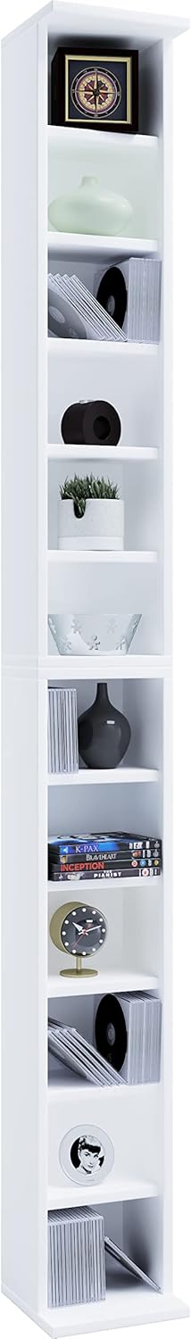 VCM Holz CD DVD Stand Aufbewahrung Standregal Bücherregal Deko Regal Bigol Weiss, Weiss