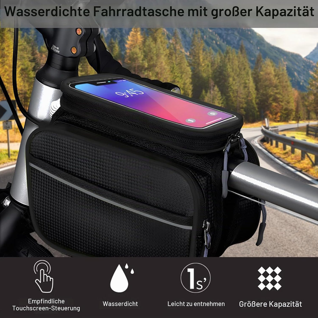 Fahrradtasche Rahmen, wasserdichte Fahrradtasche Handytasche Fahrrad Handyhalterung Oberrohrtasche m