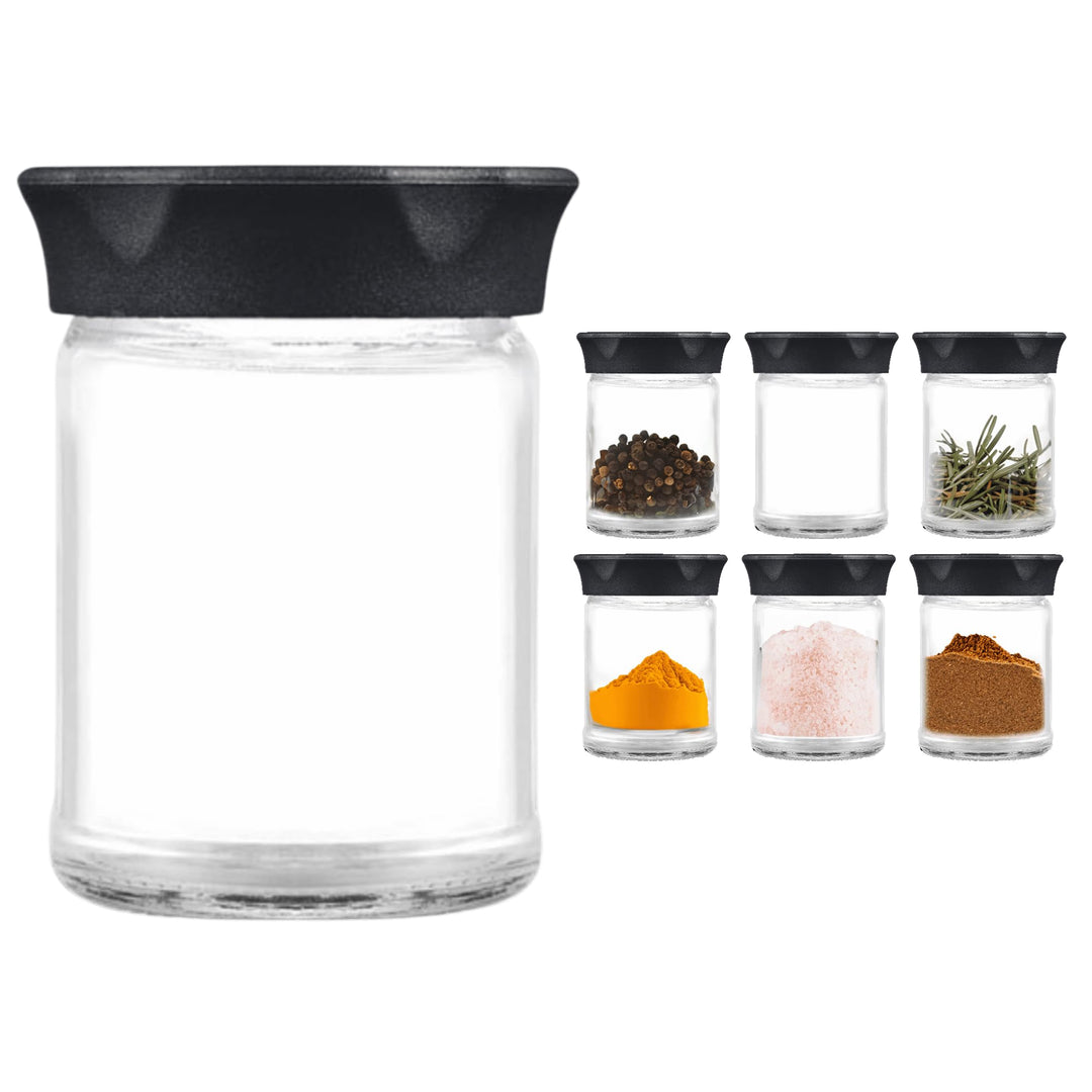 SILBERTHAL Gewürzbehälter Set Glas to go - 6er Set - Für Kaffeepulver, Gewürze, Nüsse 100ml - kompat