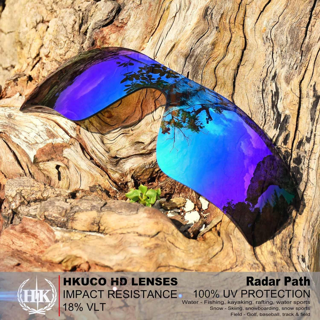HKUCO Blue/Black Polarized Replacement Lenses plus Blue Earsocks Rubber Kit For Oakley Radar Path