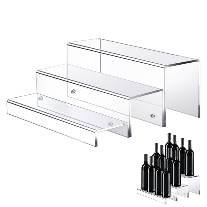 Liquor Bottles, 3-Tier Acrylic Liquor Display Stand, Liquor Bottle Riser Shelf, Wine Bottle Display