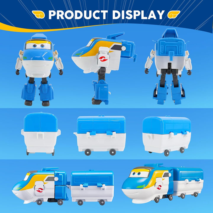 Super Wings Transforming Tony, 12,7 cm Zug-zu-Roboter Figur, einfache Verwandlung, Rollenspielspielz