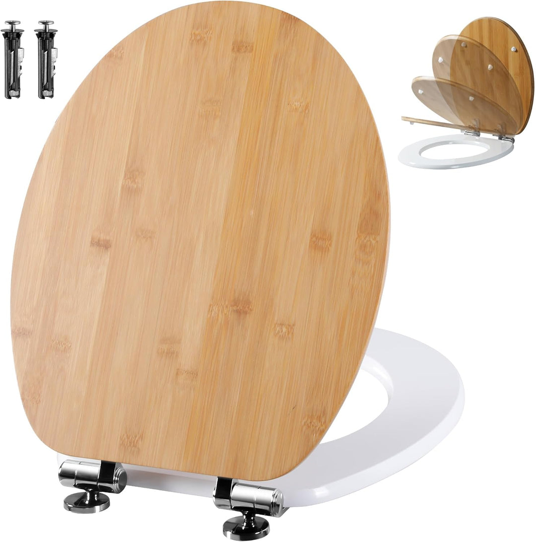 Angel Shield WC-Sitz mit Absenkautomatik, Verstellbare Metallscharniere, zu Reinigen, O-Förmig, 45x3