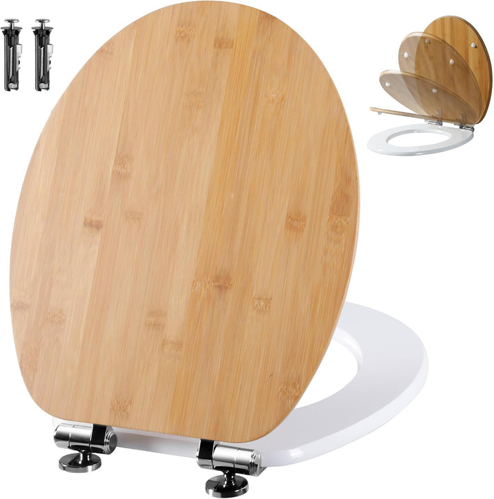 Angel Shield WC-Sitz mit Absenkautomatik, Verstellbare Metallscharniere, zu Reinigen, O-Förmig, 45x3