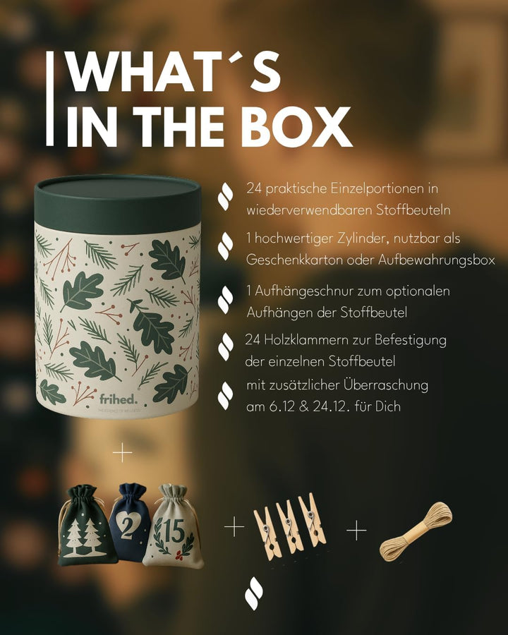 frihed. Sauna Adventskalender 2024 - Limitiert - 24 Wellness Salze - Peeling nach Sauna, Dusche & Ba