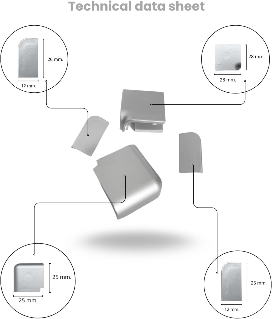 Evotrade Küchenleiste aus Aluminium 2 m – Etagere für Küchenfläche mit Endkappen & Winkeln 90° – Mad