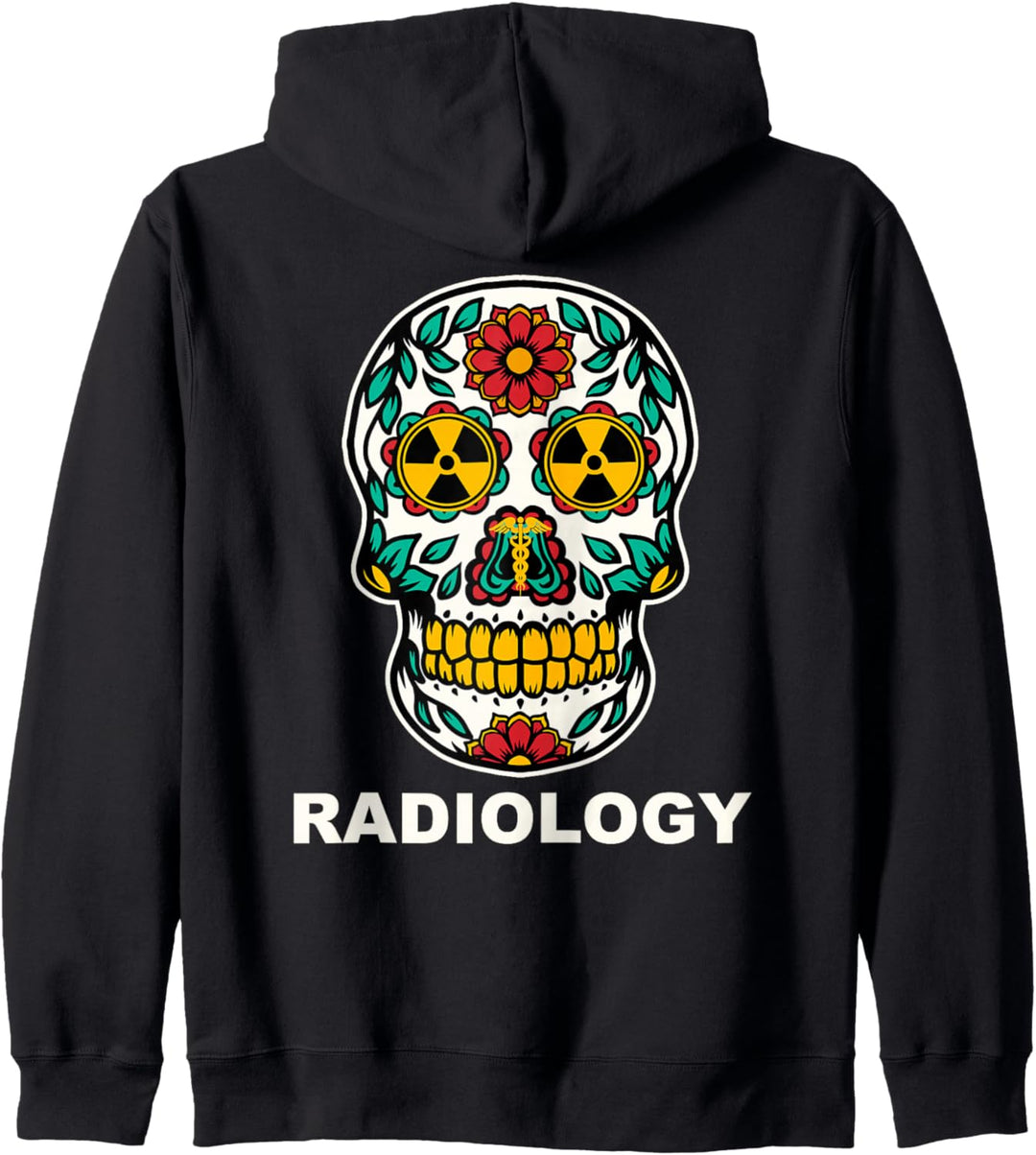 Nuklearstrahlung radioaktives Symbol Zuckerschädel Radiologie Kapuzenjacke