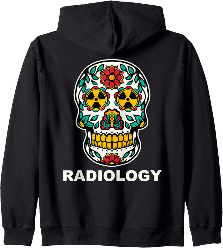 Nuklearstrahlung radioaktives Symbol Zuckerschädel Radiologie Kapuzenjacke