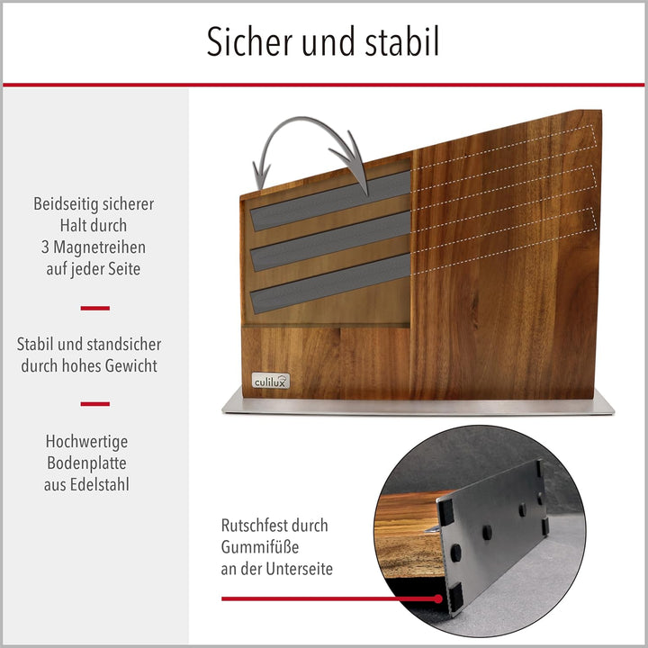 CULILUX Gourmet magnetischer Messerblock XL beidseitig für bis zu 14 Messer mit Klingen bis 25 cm au