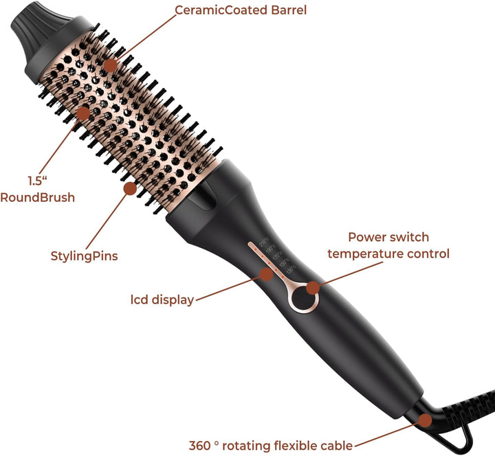 38mm Wärmebürste Thermal Brush, Thermobürste Rundbürste 120-200℃, Heat Brush Double Spannung Erhöhen