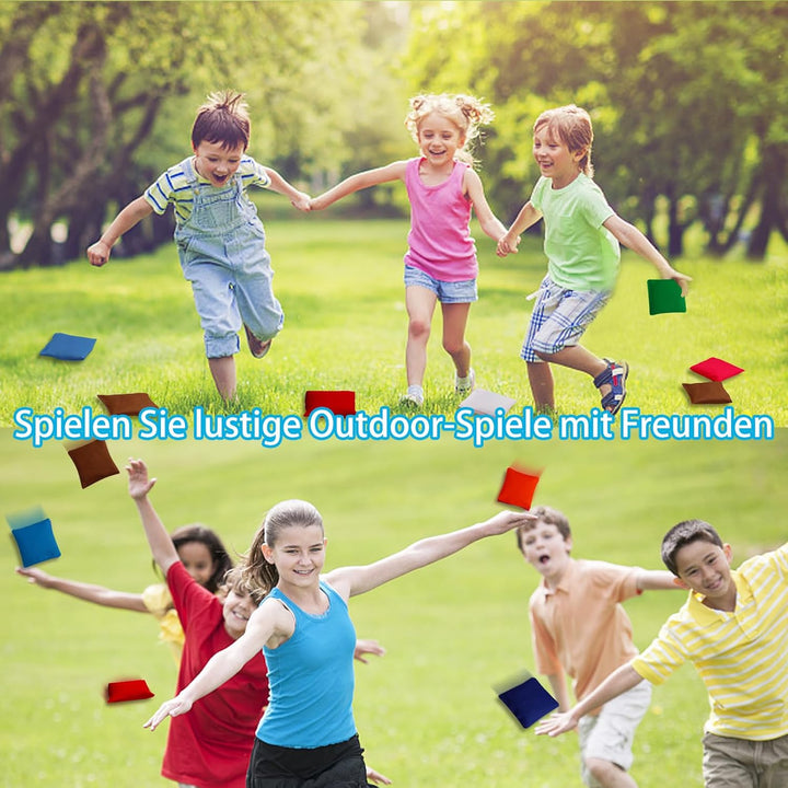 32 Stück Cornhole Säckchen,8 x 8 cm Nylon Sitzsäcke Werfen,Wurfsäckchen für Cornhole Spiel,Bohnensäc