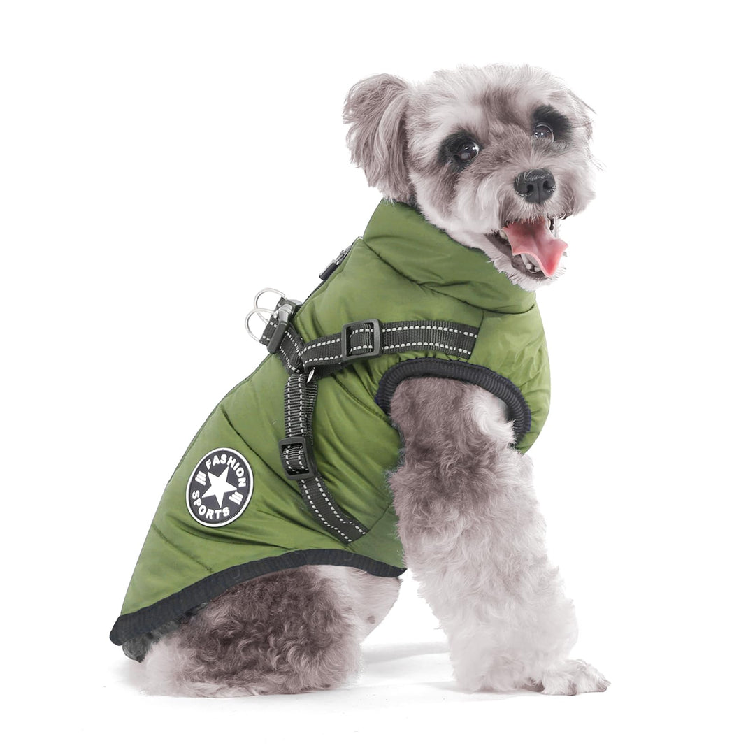 Wintermantel mit Geschirr für Hunde, wasserdichte Jacke für kleine mittelgrosse und grosse Hunde, re