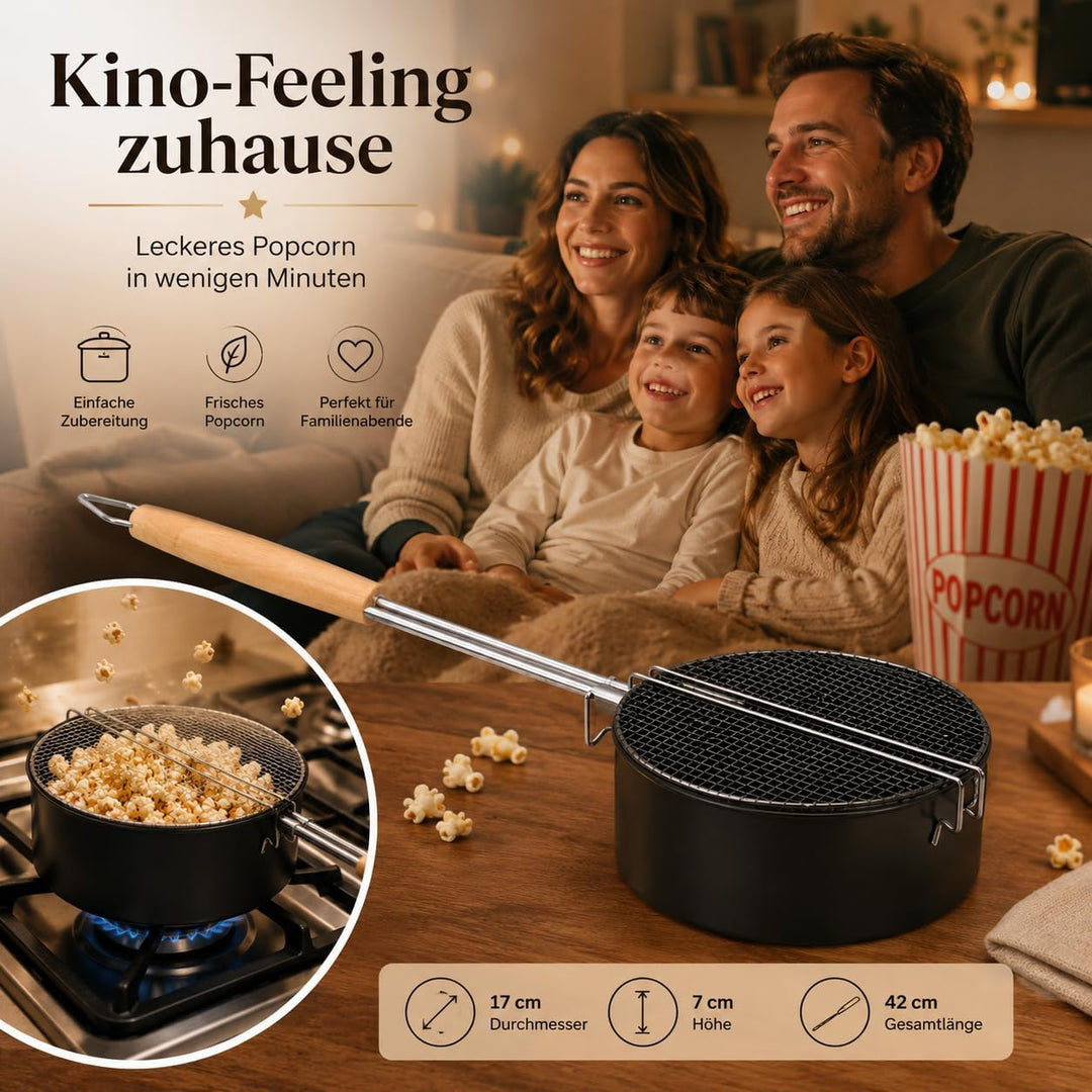 Popcorn Maker für Lagerfeuer, Karbonstahl, Sicherheitsgriff | Outdoor-Popcornpfanne mit hitzebeständ