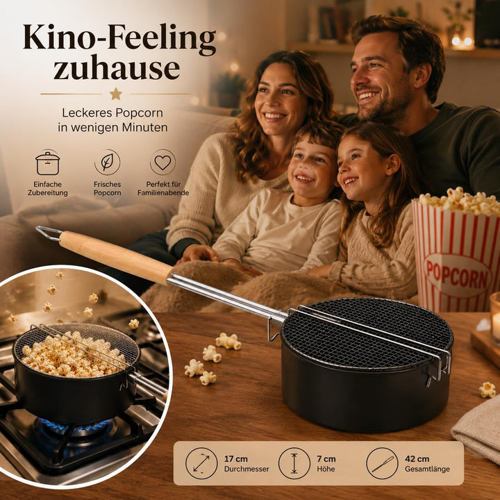 Popcorn Maker für Lagerfeuer, Karbonstahl, Sicherheitsgriff | Outdoor-Popcornpfanne mit hitzebeständ