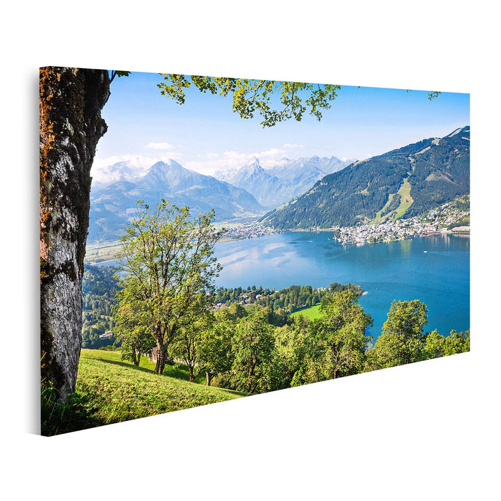 islandburner Bild auf Leinwand Alpine Landschaft Mit Alpen Und Bergsee In Zell Am See Österreich Bil