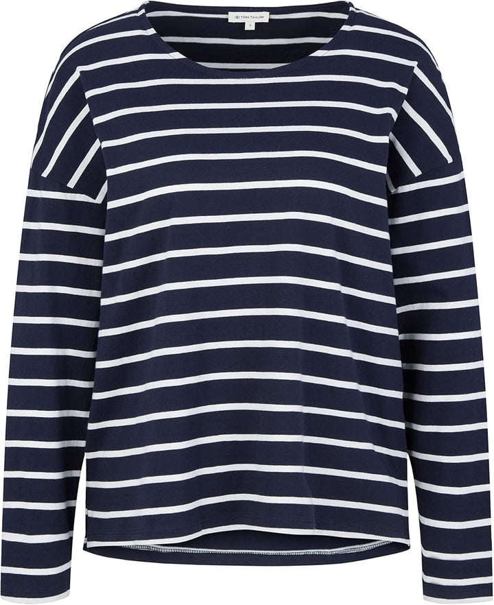 TOM TAILOR Damen Langarmshirt mit Streifen XXL 31540 - Navy Offwhite Stripe, XXL 31540 - Navy Offwhi