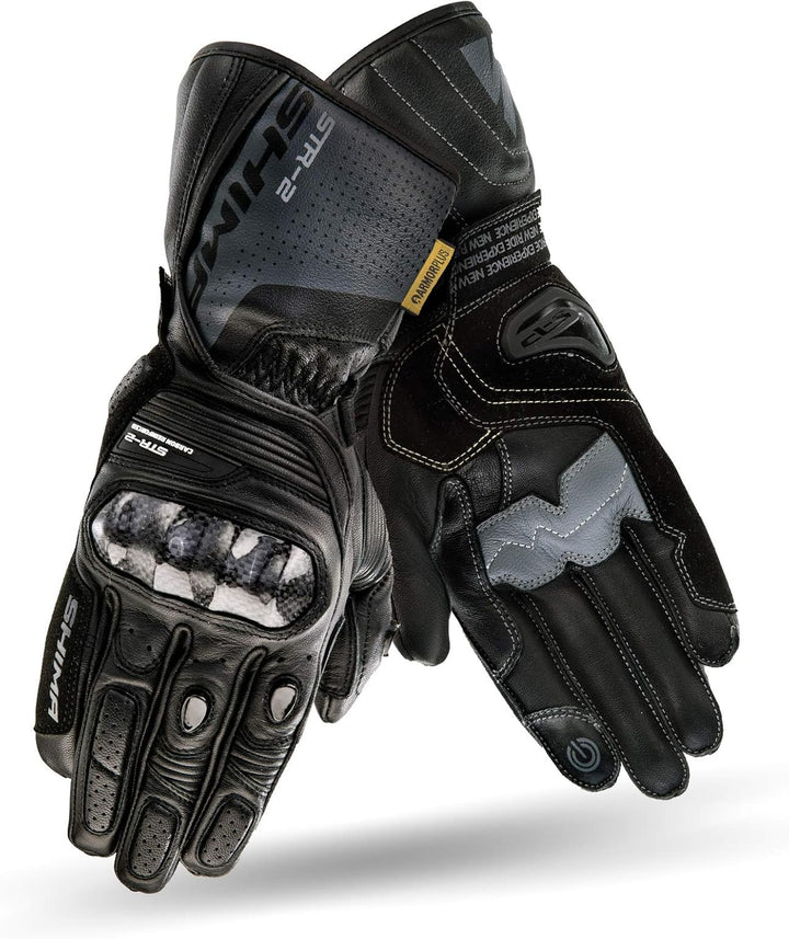 SHIMA STR-2 Motorradhandschuhe Herren - Touchscreen, Sommer, Sport Leder Handschuhe mit Carbon Knöch