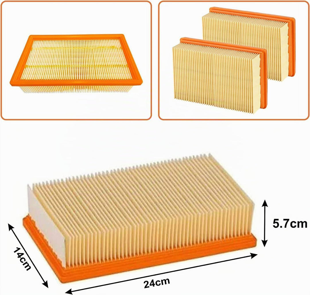 2 x Flachfaltenfilter Filter für original Kärcher NT 25/1 Ap, NT 35/1 Ap, NT 35/1, NT 45/1, NT 55/1,