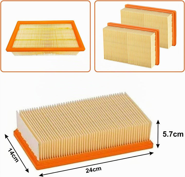 2 x Flachfaltenfilter Filter für original Kärcher NT 25/1 Ap, NT 35/1 Ap, NT 35/1, NT 45/1, NT 55/1,