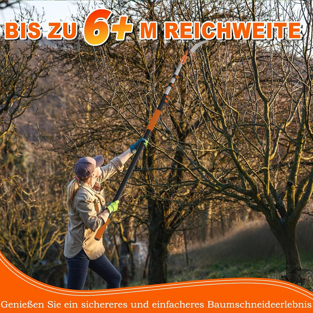 SISUPASSIE 6m Hochentaster mit Teleskopstiel, 2-in-1 Teleskop Astsäge für Äste, Professionelle Baums