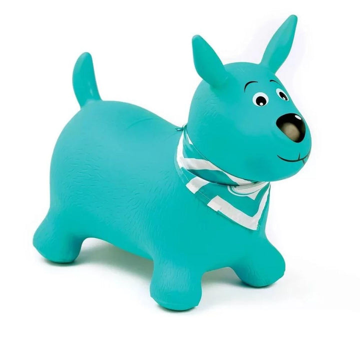 Ludi - Blue Jumping Dog - 58 x 27 x 48 cm - Dynamisches PVC-Spielzeug mit ergonomischen Griffen und
