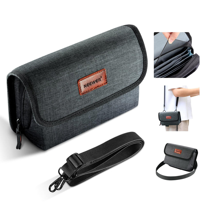 NEEWER Kamera Objektiv Filtertasche mit wasserabweisender Hartschale, 6 weichen Taschen, Schultergur