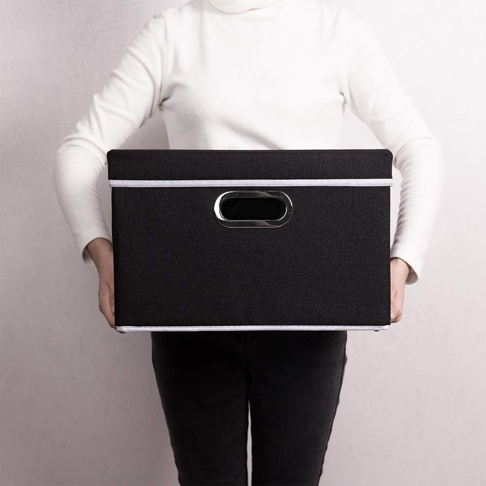 PRANDOM Grosse faltbare Aufbewahrungsboxen mit Deckel [3er-Pack] Leinenstoff faltbare Aufbewahrungsb