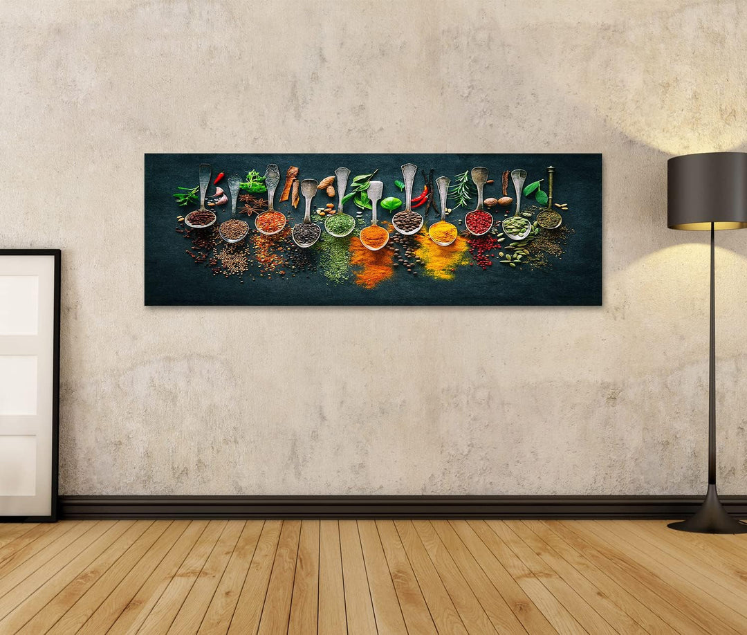 islandburner Bild auf Leinwand Bunte Verschiedene Kräuter Gewürze Kochen Dunkler Hintergrund Bilder