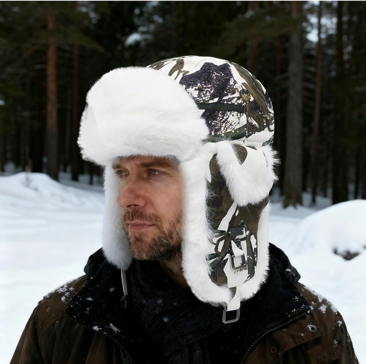 Alkaidstar Unisex Fliegermütze Rib Wolle Bomber Aviator Pilot Hat Faux Fellmütze Winter Russische Mü