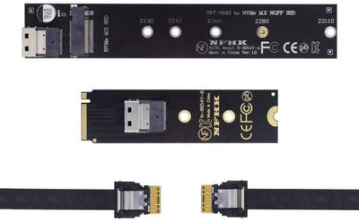 System-S SFF-8654 Adapter NGFF M-Key 40 cm NVME Kabel Stecker zu Buchse für Mainboard SSD