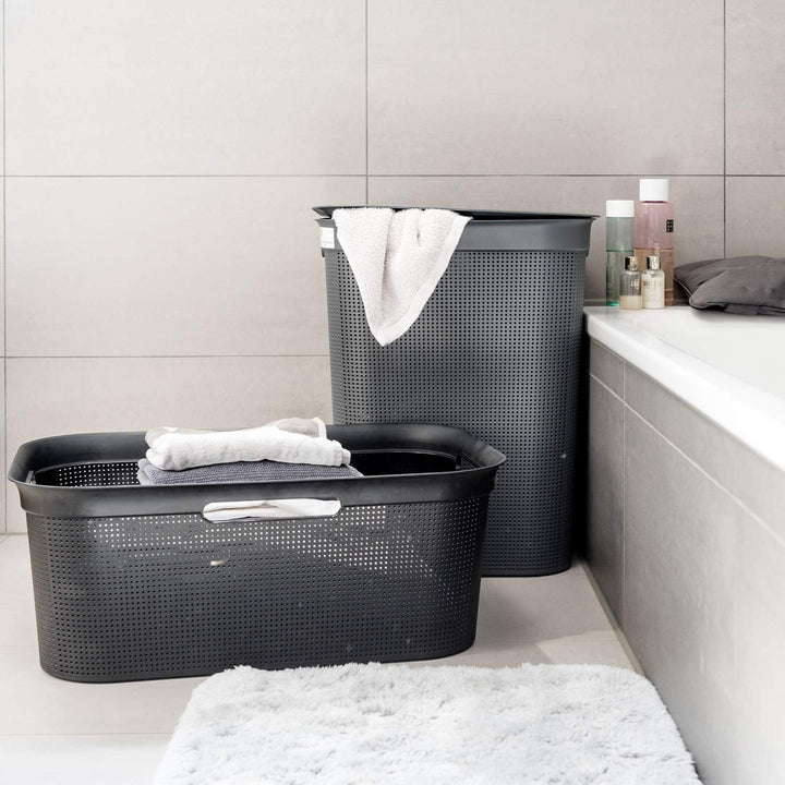 Rotho Brisen 4er-Set Wäschekorb 40l, Kunststoff (PP) BPA-frei , anthrazit,